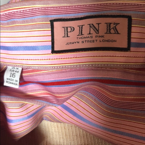 Thomas Pink Striped Button Down Shirt Tailored - Picture 4 of 7